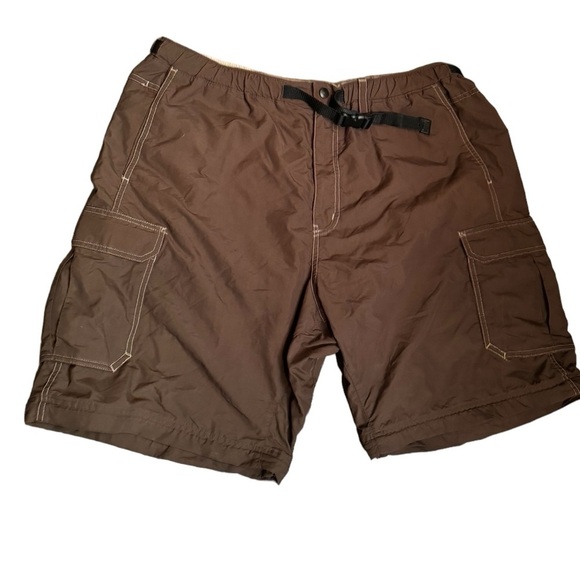 REI Men's Cargo Shorts Khaki Hiking Outdoor Belted Size XXL Pockets EUC Nylon - Picture 1 of 11